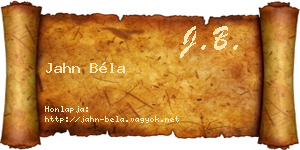 Jahn Béla névjegykártya