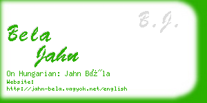 bela jahn business card